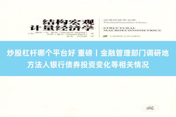 炒股杠杆哪个平台好 重磅丨金融管理部门调研地方法人银行债券投资变化等相关情况