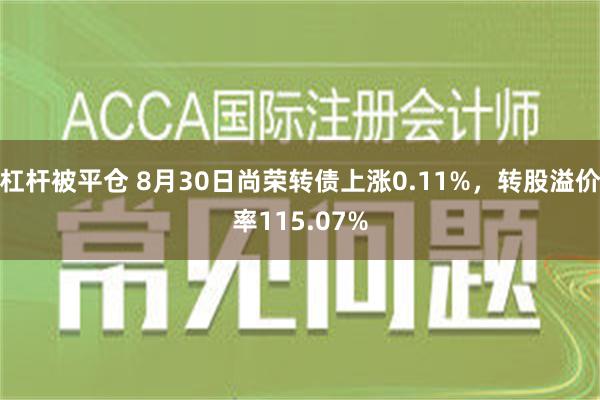 杠杆被平仓 8月30日尚荣转债上涨0.11%，转股溢价率115.07%