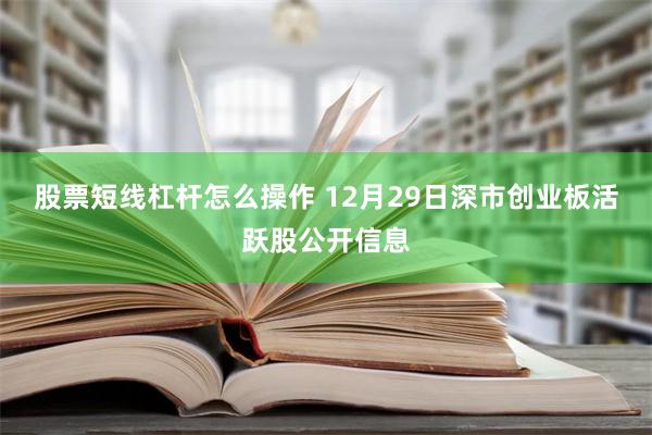 股票短线杠杆怎么操作 12月29日深市创业板活跃股公开信息